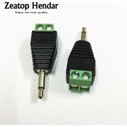 100Pcs Video AV Balun 3.5mm 2Pole Mono Male to AV Screw Terminal Jack 3.5 mm Male 2 Pin Terminal Block Plug Connector