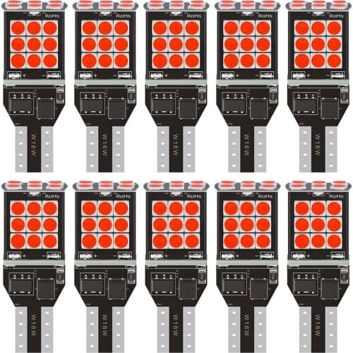 10x Red Amber White 2100 Lumens 921 912 T15 922 W16W 12V Extremely Bright Canbus Error Free 3030 Chipsets LED Bulb Reverse Light
