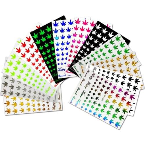 12pcs/set Colorful Nail Decal and Sticker Leaf Laser Luminous 3D Nail Art Adhesive DIY Tips Stickers For Manicure Decoration