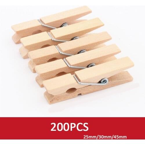 200PCS 25mm,30mm,45mm,72mm Wooden Clothes Pegs Paper Clips Clothespins For Photo Wood Clamps Wooden Clips Clothespins