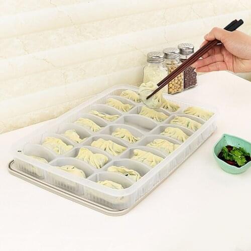 21 Grid Quick-Frozen Dumpling Box Food Refrigerator Storage Tray Rectangular Dumpling Box With Lid Microwave Heating Possible