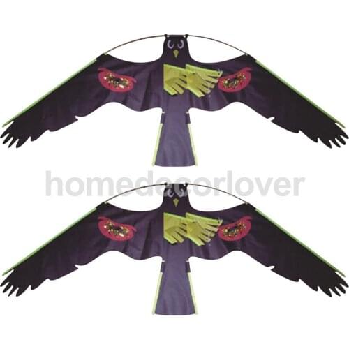 2x Black Flying Hawk Kite #1 Owl Bird Hunting Decoy Deterrent Repeller Garden Weed Pest Scarer Outdoor Kids Toys