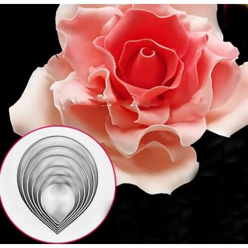 6pcs/set Creative Rose Petals Drop Shape Stainless Mold Coolie Steel DIY Mould Fondant Making Craft Biscuit Mold Bread N3H6