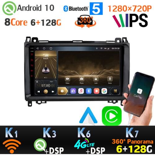 1280*720 Android 10 For Mercedes Benz A-Class W169 B-Class W245 Sprinter Viano Vito GPS Radio Head Unit auto 360 Camera CarPlay