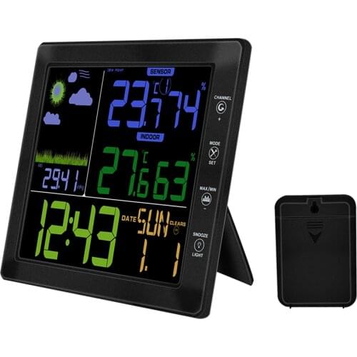 Wireless Weather Station Sound Control Mode HD Screen Temperature Humidity Indoor Outdoor Weather Clock