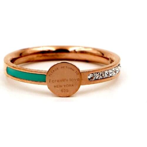 Elegant Fashion Blue Epoxy Small Square Crystal English round Ring Little Finger Ring Couple Rings Color Gold Ring