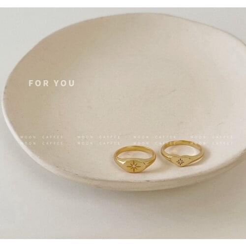 French Retro Color-Preserving Gold-Plated Real Gold Ring Plain Ring Simple Temperament Stacked Ring Fashion Personality Trend