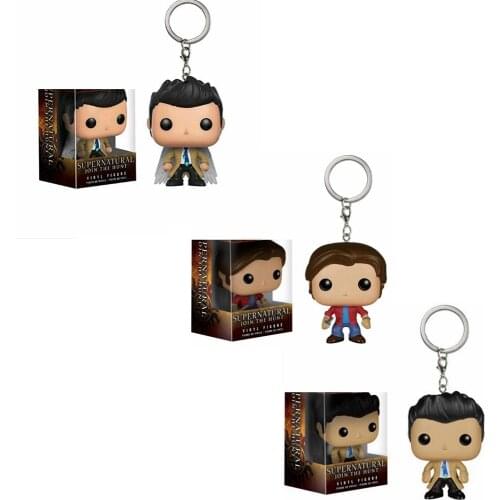FUNKO POP Supernatural 2021 New Character Castiel with Wing Sam KEYCHAIN Toy Vinyl Figure Collection Pocket Pop Key Chain Toys