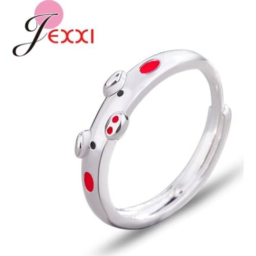New Korean Trend Real 925 Sterling Silver Ring Lovely Cute Silver Pig Rings For Women Lady Girl Adjustable Jewelry