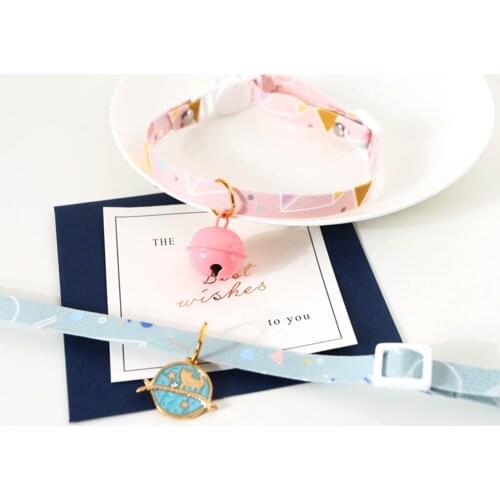Breakaway Cute Cartoon Cat Collars with Bell Moons Stars Adjustable Safety Kitten Collars with Cute Pendant for Kitty Pets
