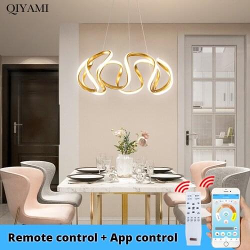 Modern Creative LED Pendant Lights For Living Room Restaurant Bedroom Ironware And Acrylic Lamp Gray Golden Body Home Fixtures