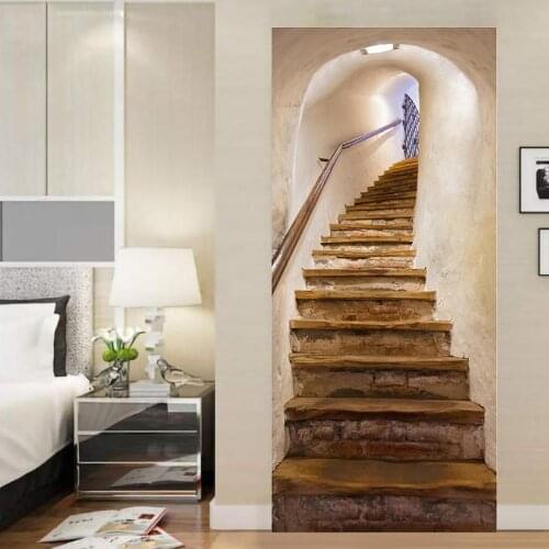 Three-dimensional Staircase Stickers 3D Simulation Door Stickers Removable Bedroom Living Room DIY Renovation Wallpaper