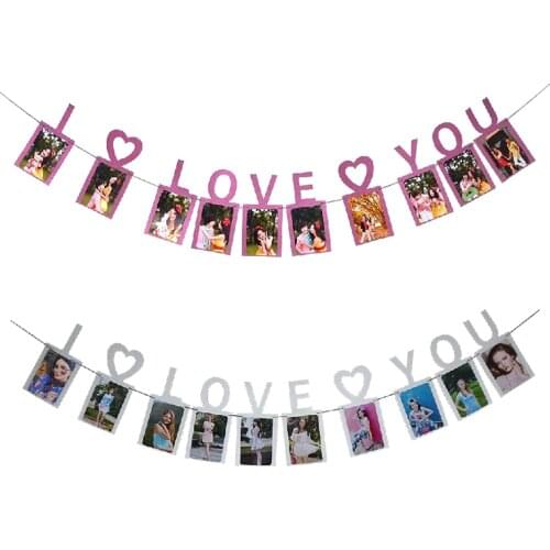 I LOVE YOU Photo Banner Home Decor Room Decoration Supplies Photo Banner for Valentines Day Wedding Deco Decoration Mariage