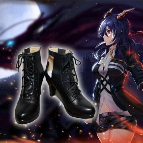 Game Arknights Chen Winter Black Shoes Cosplay Long Boots Leather Custom Made For Party Christmas Halloween