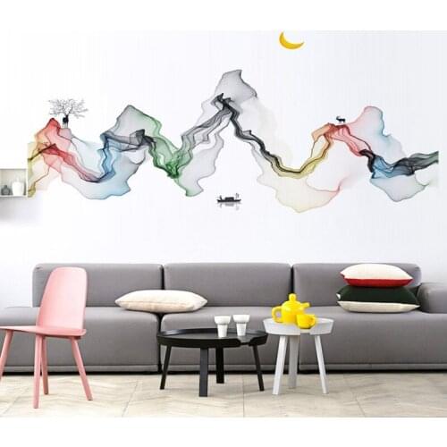 1New Abstract Mountains Rivers Landscape Wall Sticker for Sofa Living Room Bedroom Background Wallpaper Colorful Wall Decor
