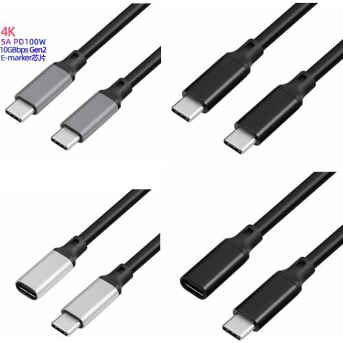 10Gbps Gen2 Type-C USB 3.1 Male to USB-C Male/Female Extension Data 100W Charging Cable Extender Cord Reversible Design