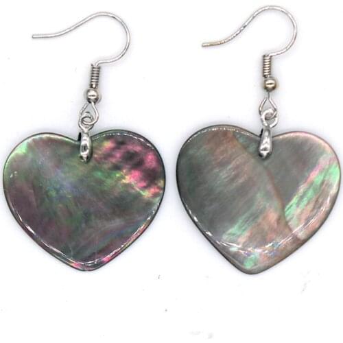 100-Unique Romantic 1 Pair Silver Plated Heart Shape Abalone Shell Earrings Elegant Women Earrings