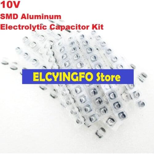 140Pcs/Lot 9values 22uF-1000uF 10V 33uF 47uF 100uF 220uF 330uF 470uF 1000uF SMD Aluminum Electrolytic Capacitor Assorted Kit