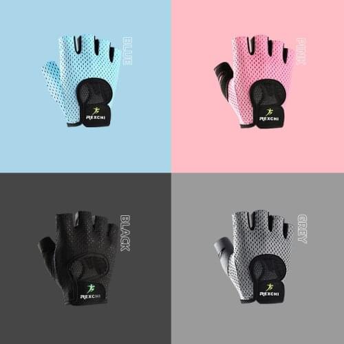 2pcs/pair REXCHI Breathable Fitness Gloves Silicone Palm Hollow Back Gym Gloves Weightlifting Workout Dumbbell Crossfit