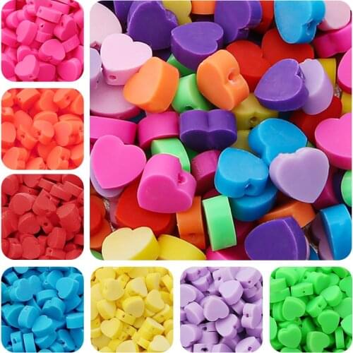 30Pcs10mm Peach Heart Beads Polymer Clay Beads Mixed Color Polymer Clay Spacer Beads For Jewelry Making DIY Bracelet Necklace