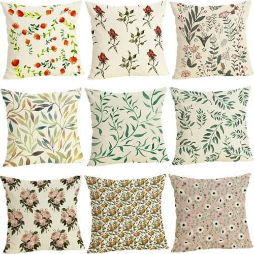 45cm*45cm Cushion Cover Classic Plant Leaves Design Linen Cotton Pillow Case Home Decorative Pillow Cover