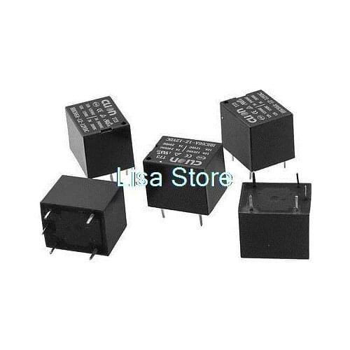 5 x HHC66A-1Z(T73) DC 12V Coil SPDT 5 Pins PCB General Purpose Power Relays