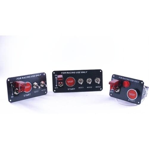 Car Accessory 12V LED Toggle Ignition Switch Panel Engine Start Push Button Set Universal for 12V Power Speediness & Racing Car