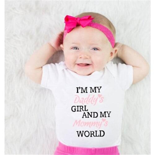 Newborn Baby Girl Clothes Daddys Girl Print Summer Infant Bodysuit Cotton Outfits Babys Fashion Cute Short Sleeve Outfits