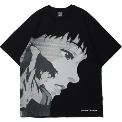 2021 Men Streetwear Harajuku Oversize T Shirt Anime Girl Print T-Shirt Hip Hop Spring Summer Short Sleeve Tshirt Cotton Loose