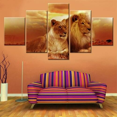 Canvas Art Wall Printing Modular Painting HD Prairie Lion Decoration Home Modern Living Room Framework Poster Pictures