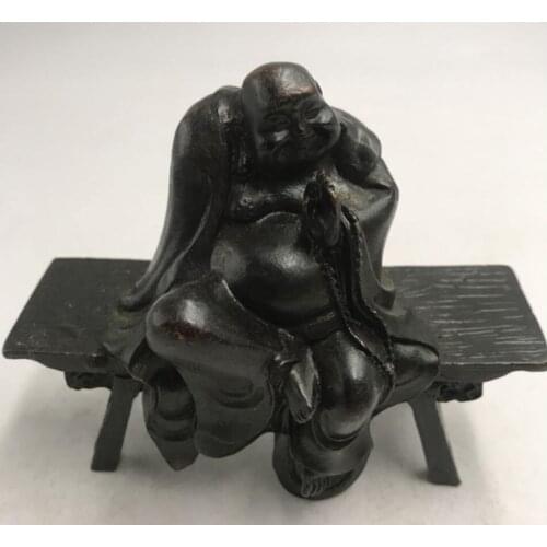 China brass sit Bench maitreya Buddha crafts statue