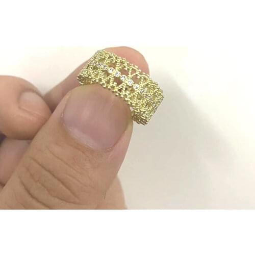 Tiny Trendy Cubic Zirconia Crystal Hollow Out Gold Luxury Cz Stone Open Adjustable Rings For Women Jewelry J-z0093