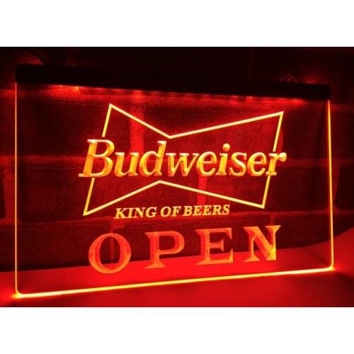 LE113- OPEN Budweiser Beer NR Pub Bar LED Neon Light Sign home decor crafts
