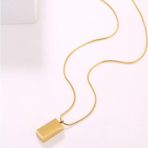 Little Golden Bricks Pendant for Women Clavicle Chain 2021 New Fashion Luxurious Necklace Female Trendy Delicate Jewelry Chokers
