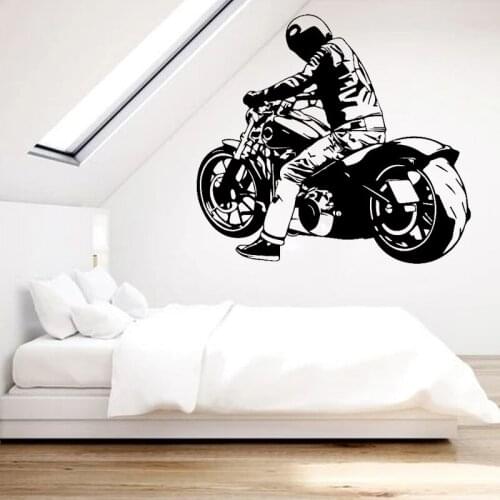 Motorcycle Wall Sticker Motorcyclist Living Room Decor Boys Bedroom Decoration Knight Wall Art Mural Cool Removable