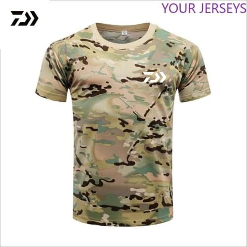 Men DAIWA Fishing T Shirt Summer Man Short Sleeve Camouflage Clothing Outdoor Sport Breathable Quick Dry Clothes DAIWA Pesca