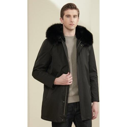 Mens Jacket Parkas Hooded Winter Real Rabbit Fur Coat Warm Windproof High-Quality Plus-Size Customize