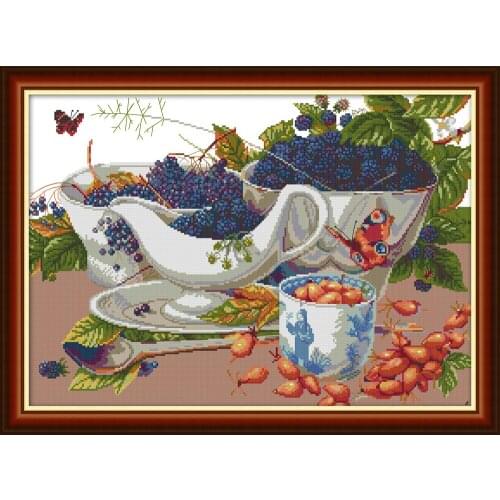 NKF Wild Fruit Counted Cross Stitch 11CT 14CT Cross Stitch Set Flower Embroidery Needlework Kit Home Decor