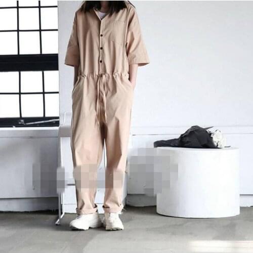 2020 New Korean Version Of The Tide Male Hair Stylist Nightclub Jumpsuit Loose Hip Hop Tooling Short-sleeved Trousers Jumpsuit