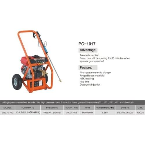 PC-1017 series all copper high pressure washing plunger pump washer