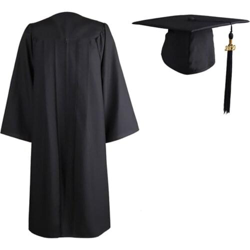 Adult Graduation Gown Long Sleeve University Academic DresS Zip Closure Plus size Graduation Gown Robe Mortarboard Cap