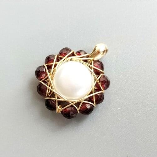 Lii Ji Natural Garnet Freshwater Pearl Vintage Style Pendant 925 Sterling Silver Handmade Delicate Jewelry For Women Gift