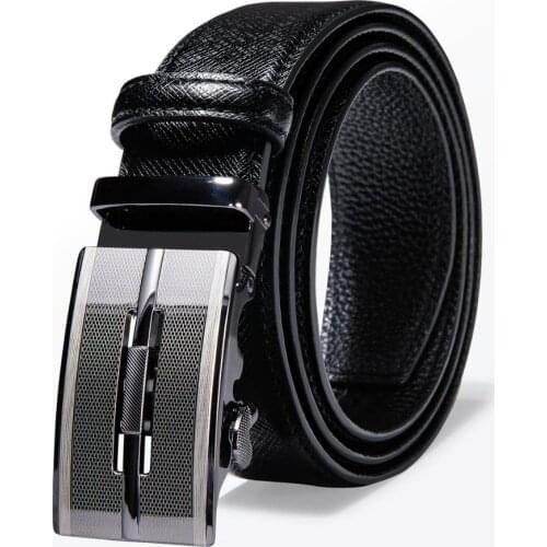 110cm Famous Sliver Belt Men Top Quality Genuine Luxury Leather Belt For Men Black Strap Male Metal Automatic Buckle Barry.Wang