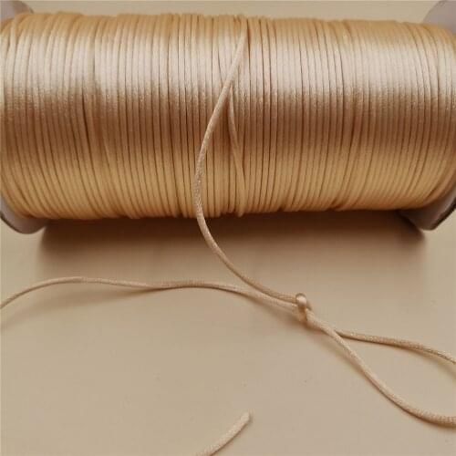 2mm X 20meters Beige Color Rattail Satin Cord Chinese Knot Braided String Jewelry Findings Beading Rope R734