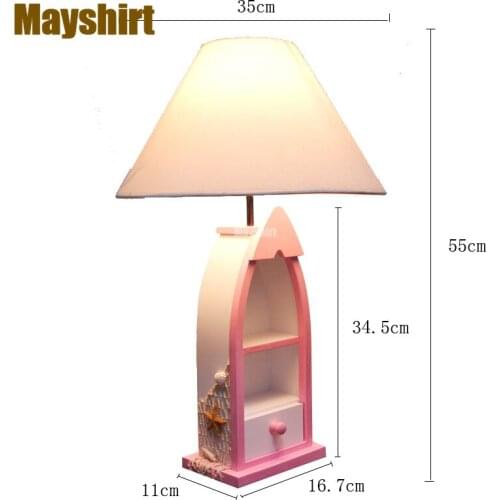 Mediterranean Wood Ship Table Lamp Pink Lamp Girl Bedroom Decoration Desk Lamp Art Deco Children Room Bedside Led Light Fixtures