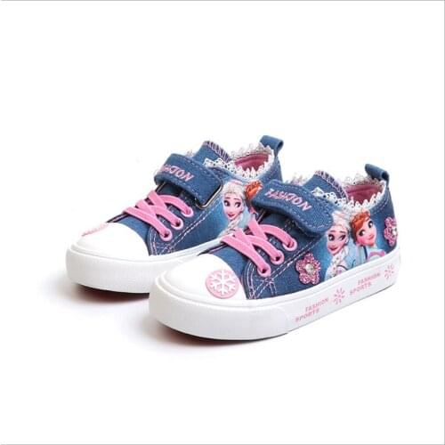 Disney cartoon girl princess elsa shoes high-top childrens canvas shoes frozen sneakers student Non-slip and lightweight shoes