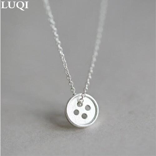 Womens Fashion Button Pendant S925 Silver Plated Creative Personality Necklaces N109