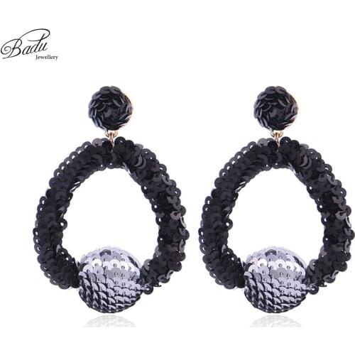 Badu Geometric Sequins Crochet Earrings for Women Big Statement Earring Fashion Jewelry Gift for Girls Wholesale