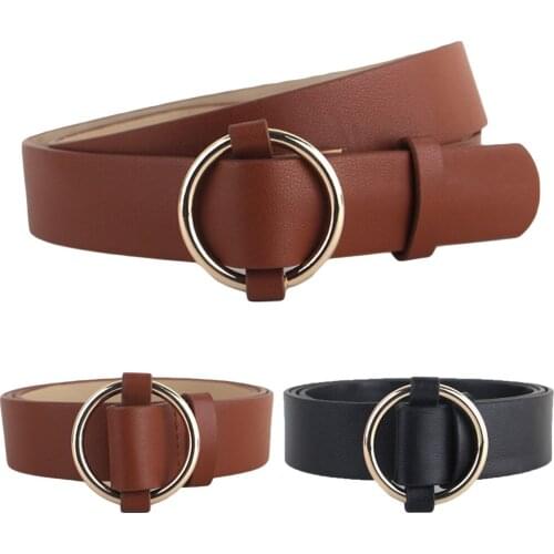 Womens Belt Circle Buckle Waistband Jeans Wild Decor Faux Leather Waist Belts BLTLL0328