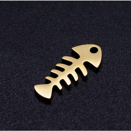 10pcs/lot Stainless Steel Fish Bone Charms Metal 16*6.5 mm Charms Mirror Polished Animal Charms For Jewelry Making Accessories